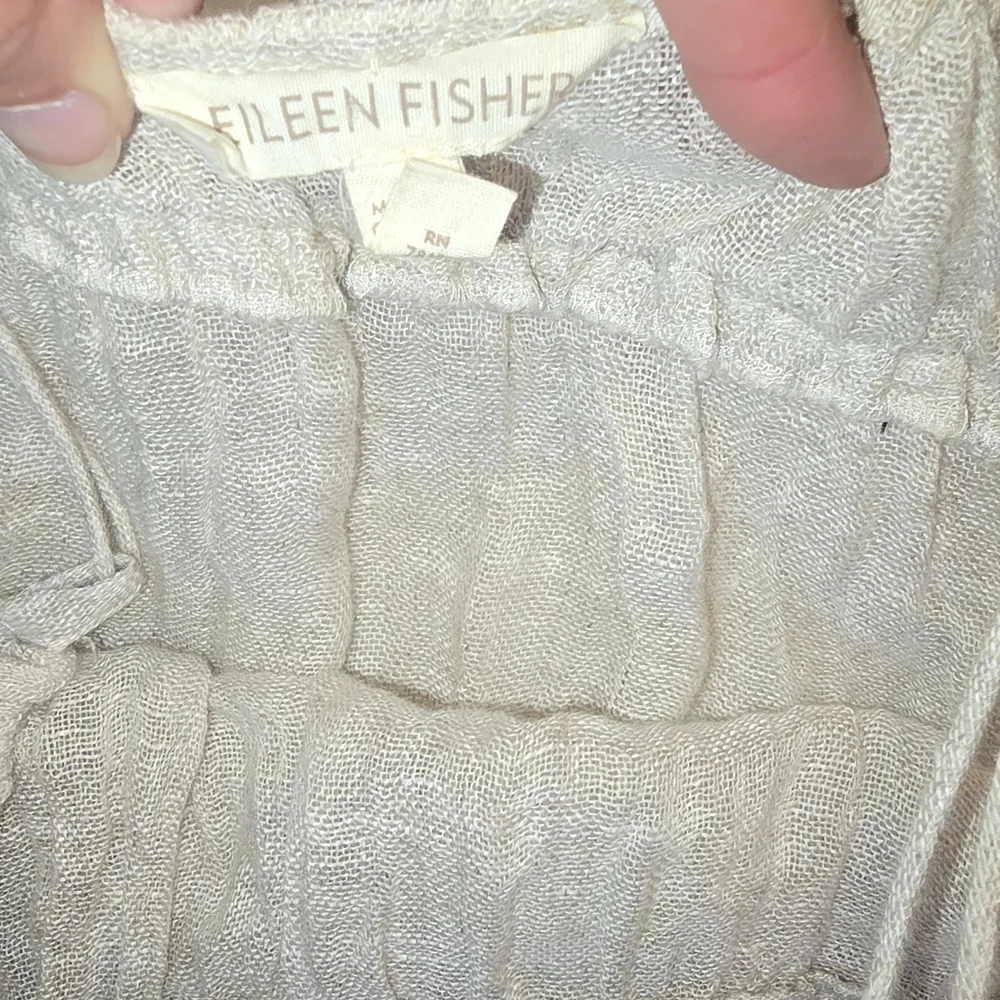 Eileen Fisher Natural Linen Gauze Cami Shirring  Lightweight Camisole Top - Picture 3 of 6